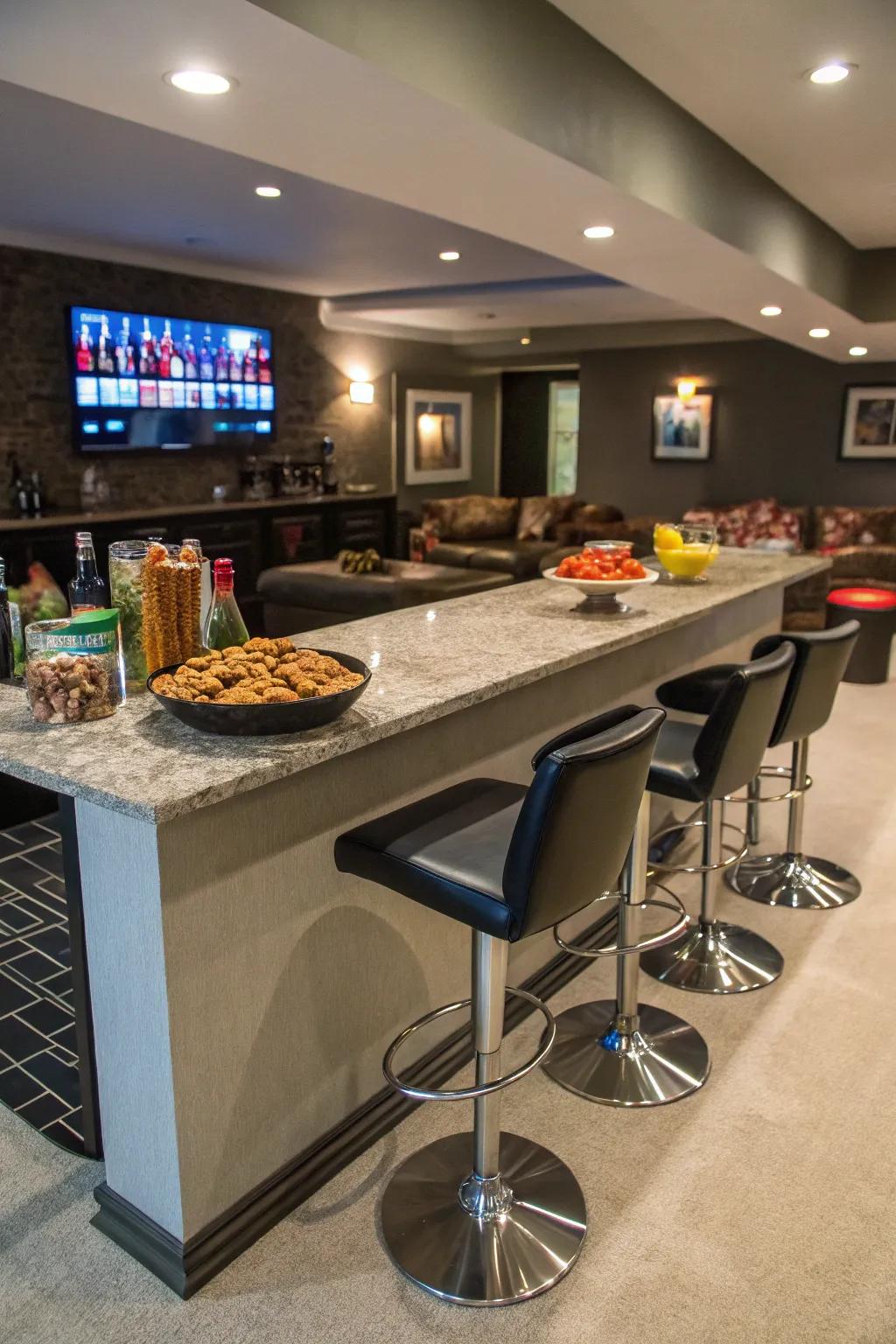 A refreshment and beverage bar for ultimate convenience.