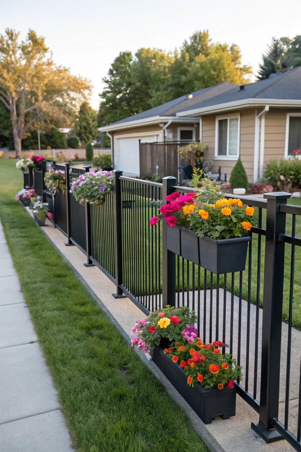 Introduce a burst of color with ornamental green holders on your fence.