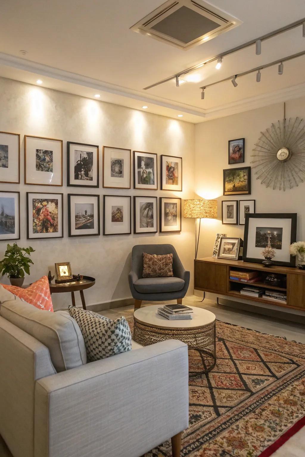 A display wall incorporates individuality and flair.