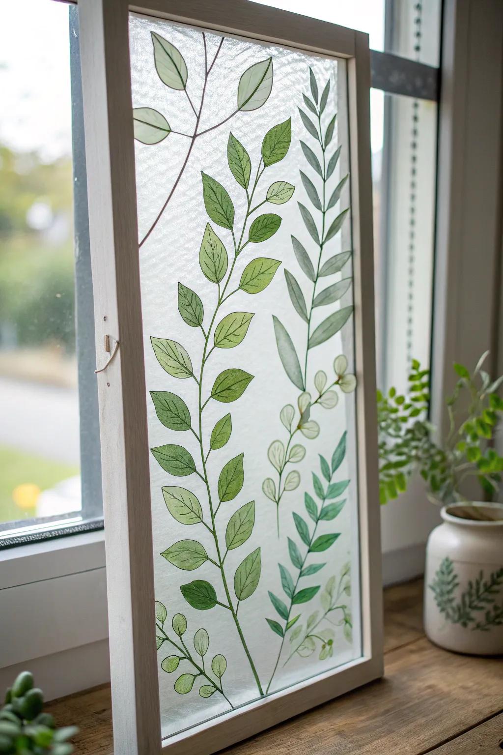 Bring nature indoors through gracefully painted glass botanical elements.