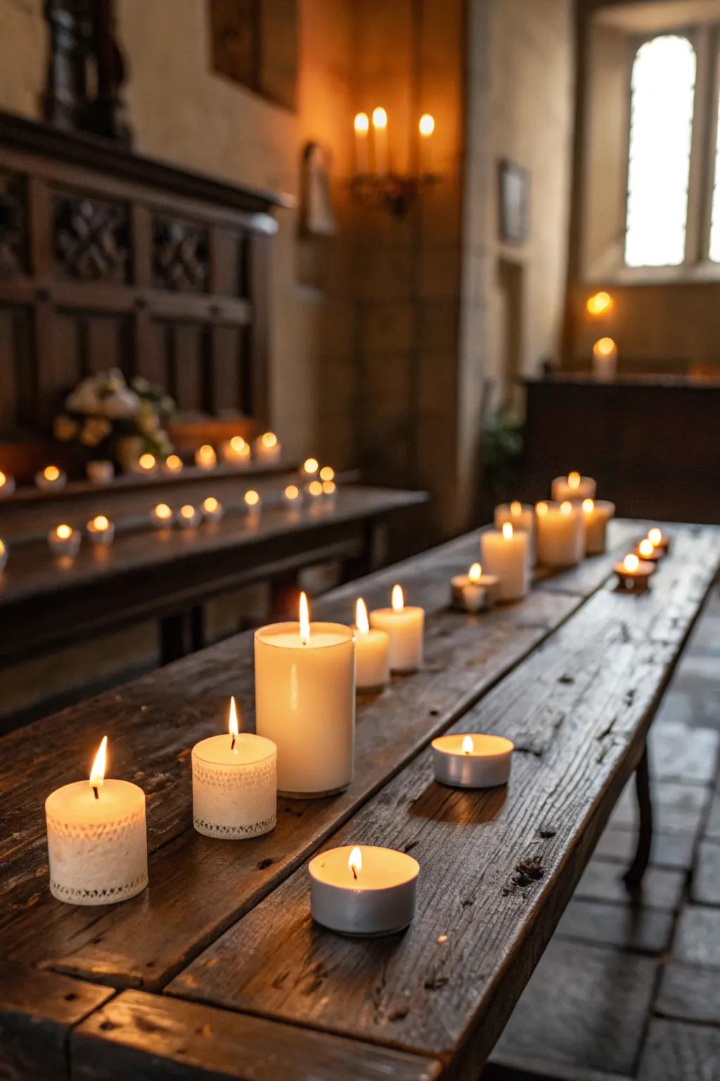 Candlelight casts a warm, enchanting glow, ideal for a gothic boudoir.
