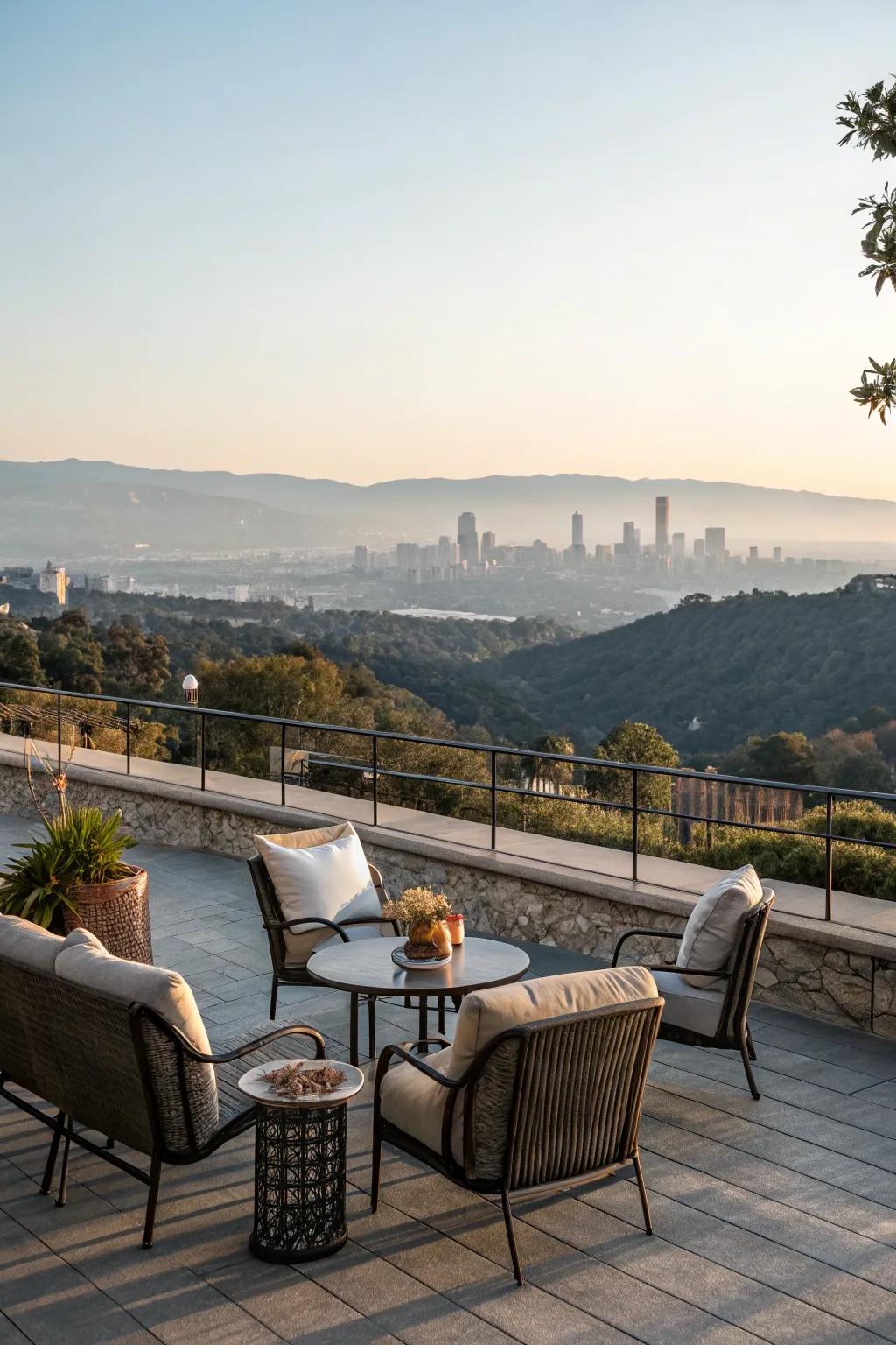 Rooftop seating featuring breathtaking views.