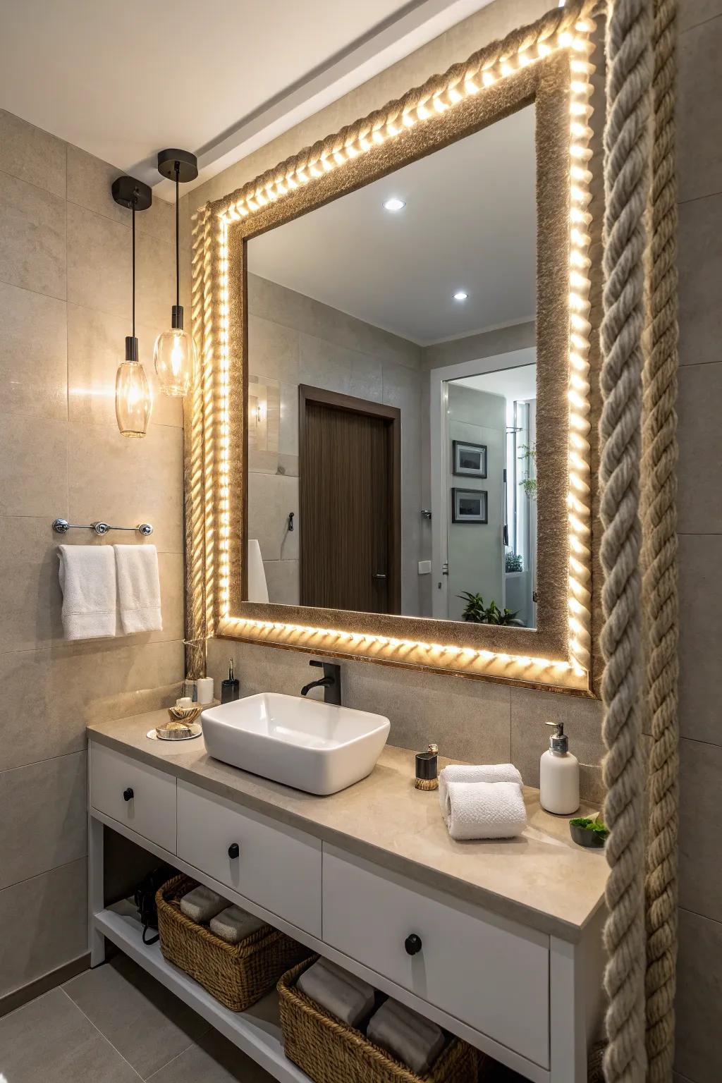 Frame your mirrors with optical strands for a glamorous effect.