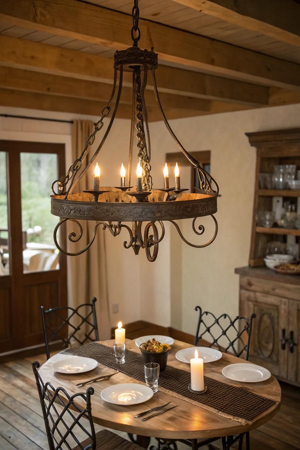 Wrought iron illumination enriches the countryside aliment encounter.