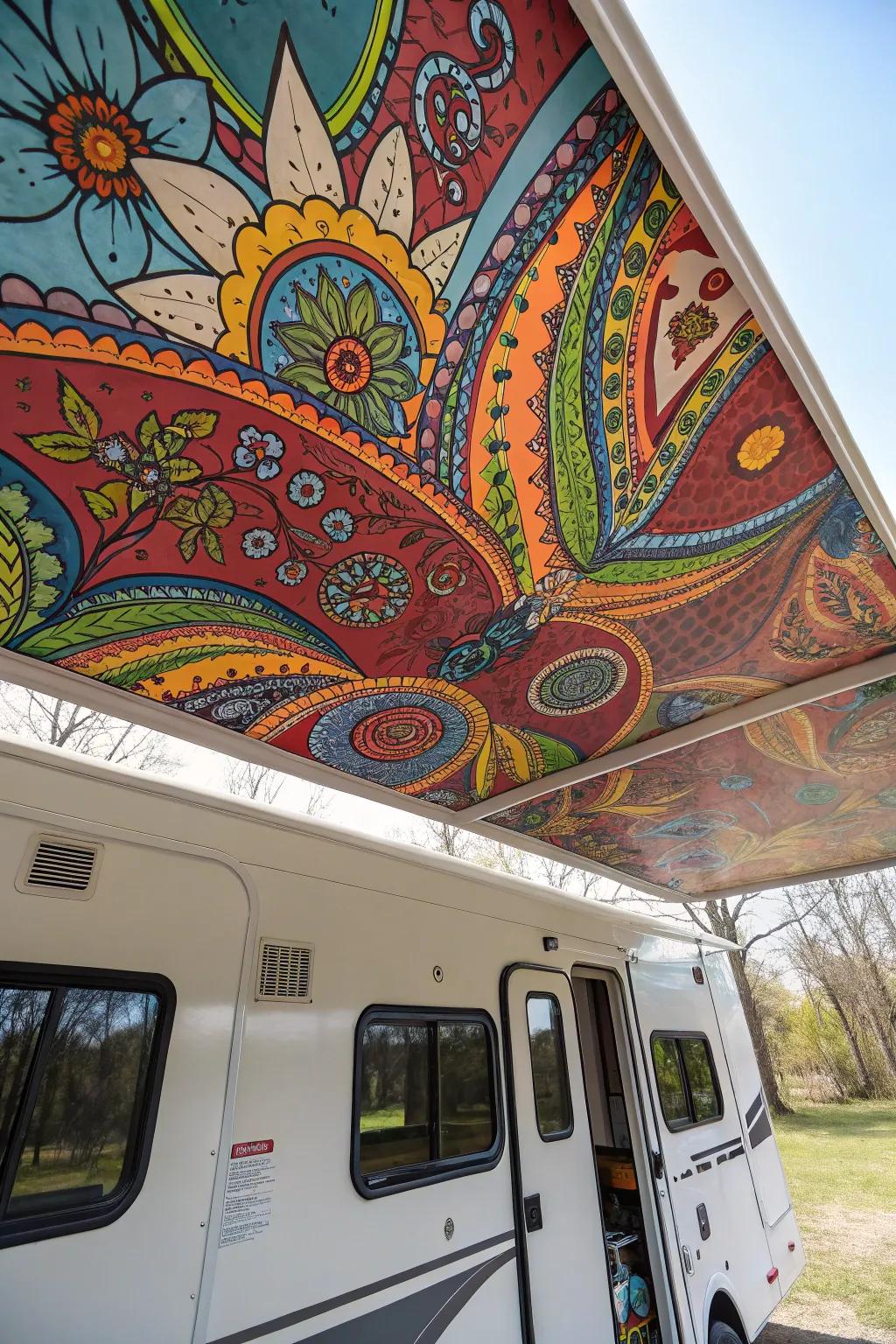 Ceiling murals have the power to make a striking and artistic statement within your RV.