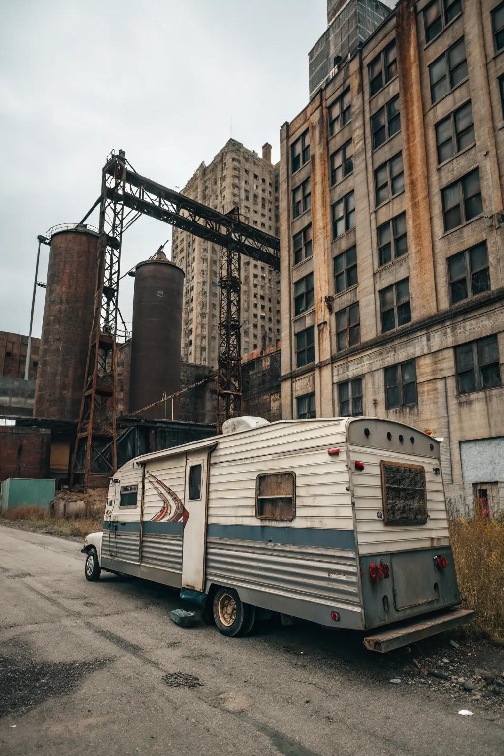Ribbed metal cladding adds an industrial chic flair to your RV.
