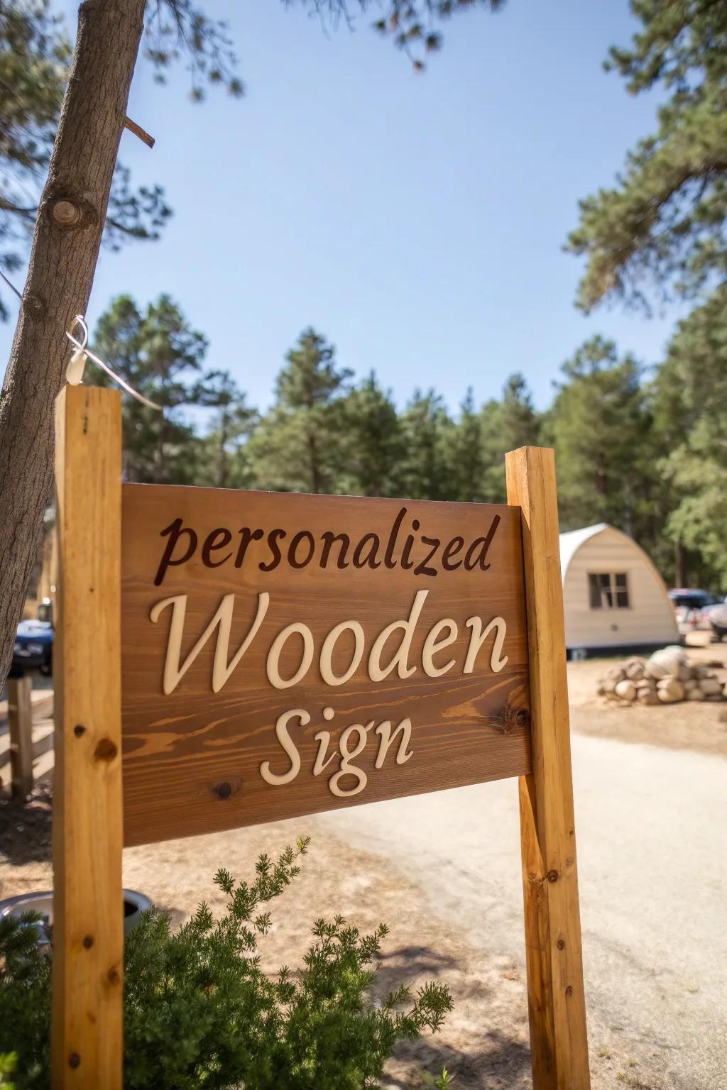 Personalized markers render your campsite homely.