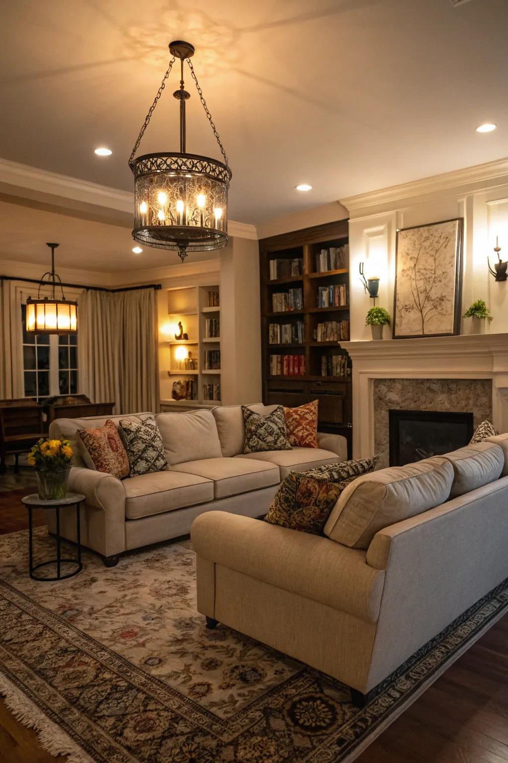Appropriate lighting enhances the visual appeal and mood of your sectional space.