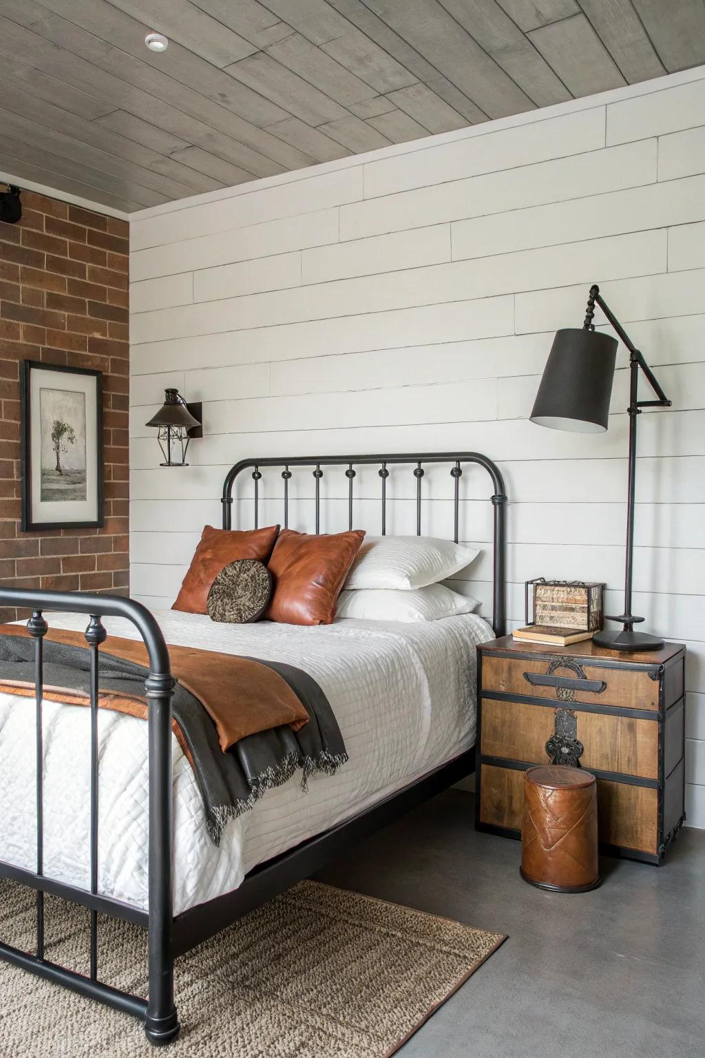 Combine shiplap with industrial accents for a modern flair.