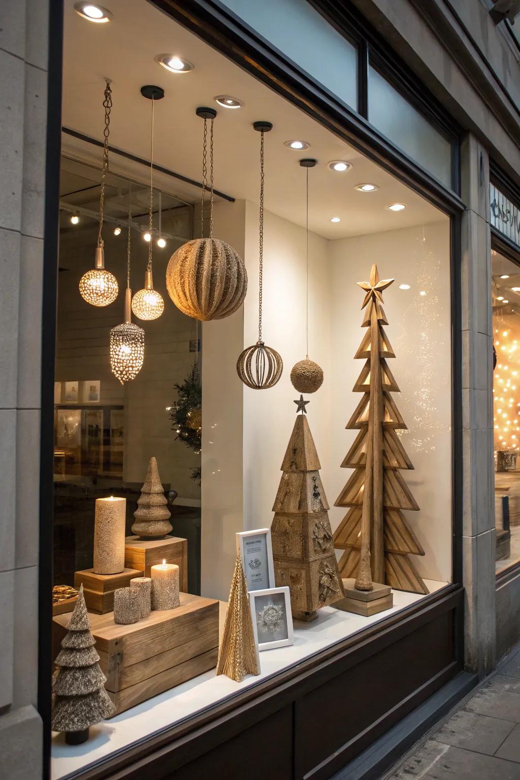 Harmonize homespun and contemporary components for a distinctive window presentation.