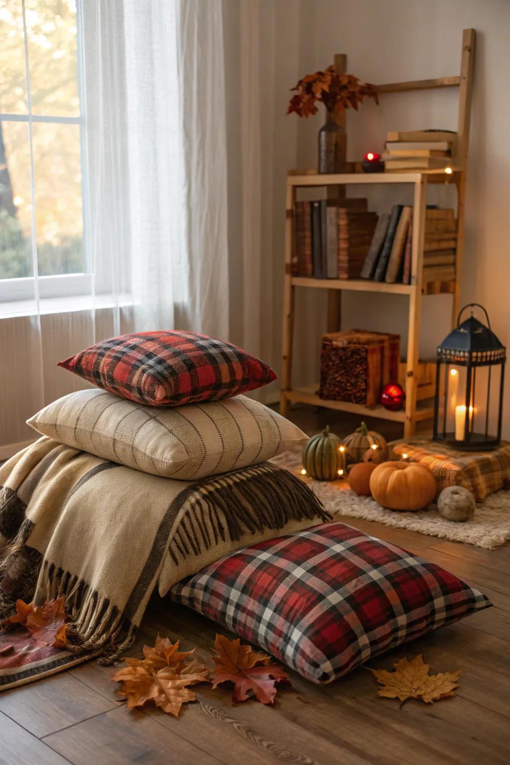 Checkered motifs evoke warmth and panache.
