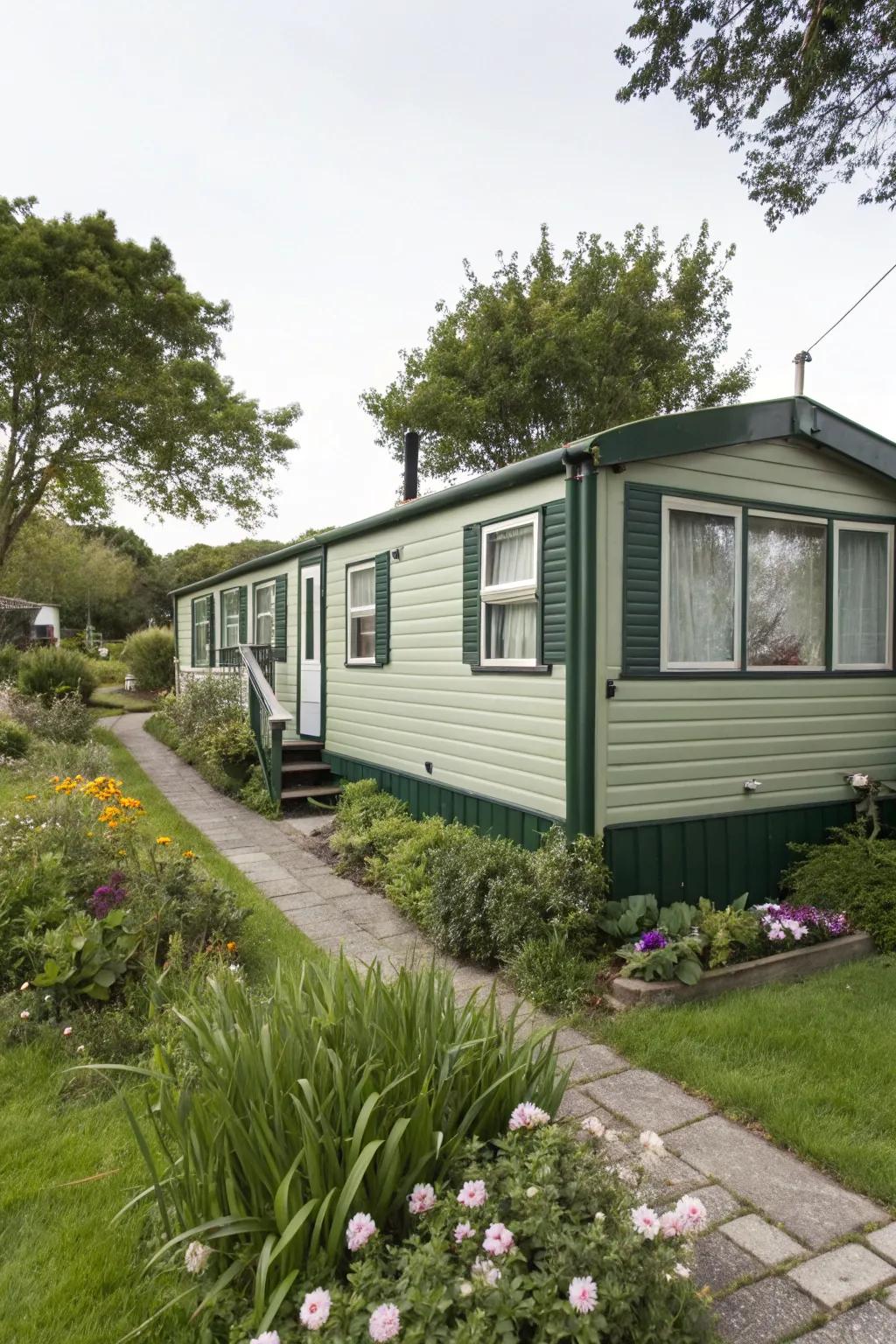 Green hues offer a calming, harmonious exterior.
