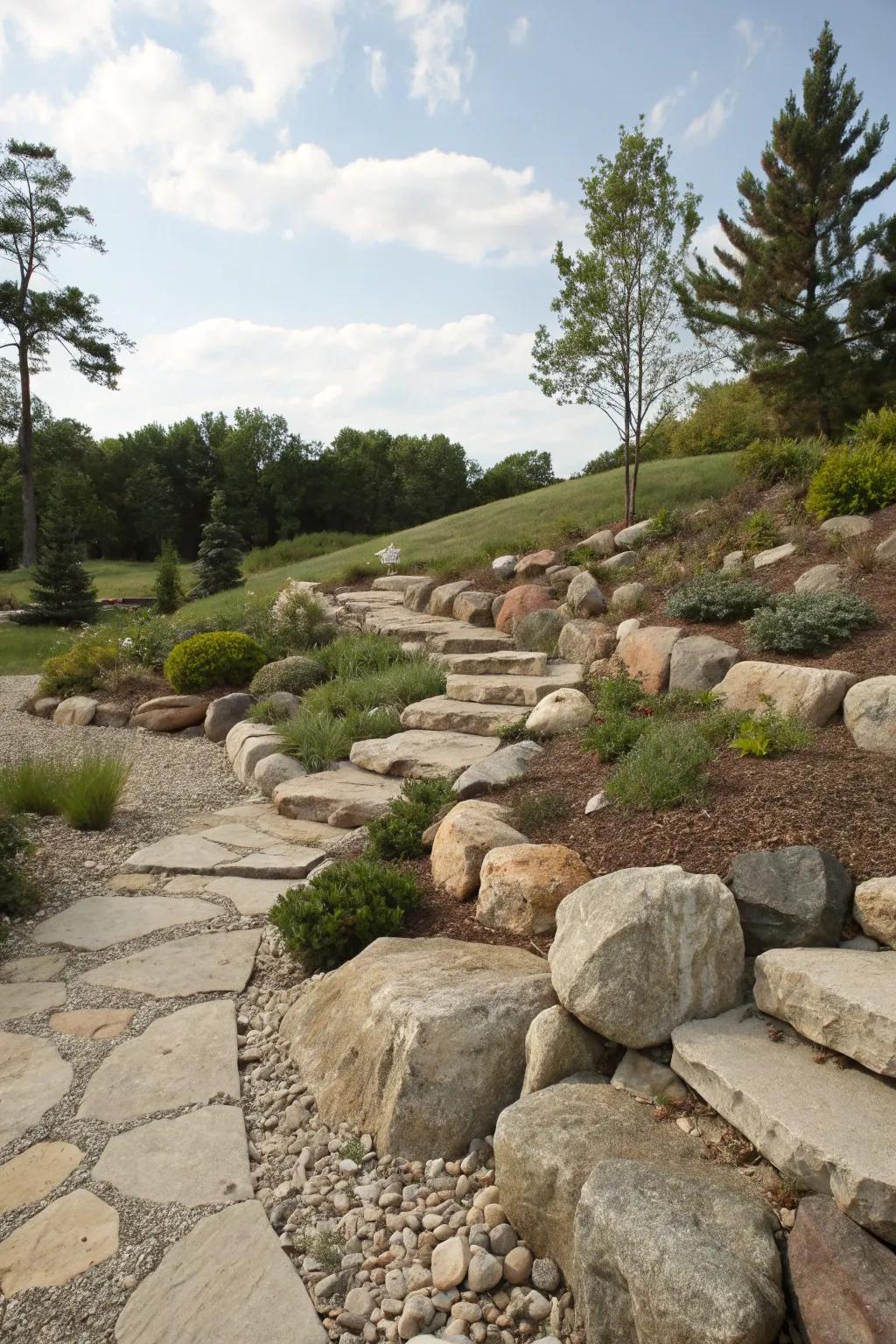 Naturalistic design reflects the charm of a natural hillside.