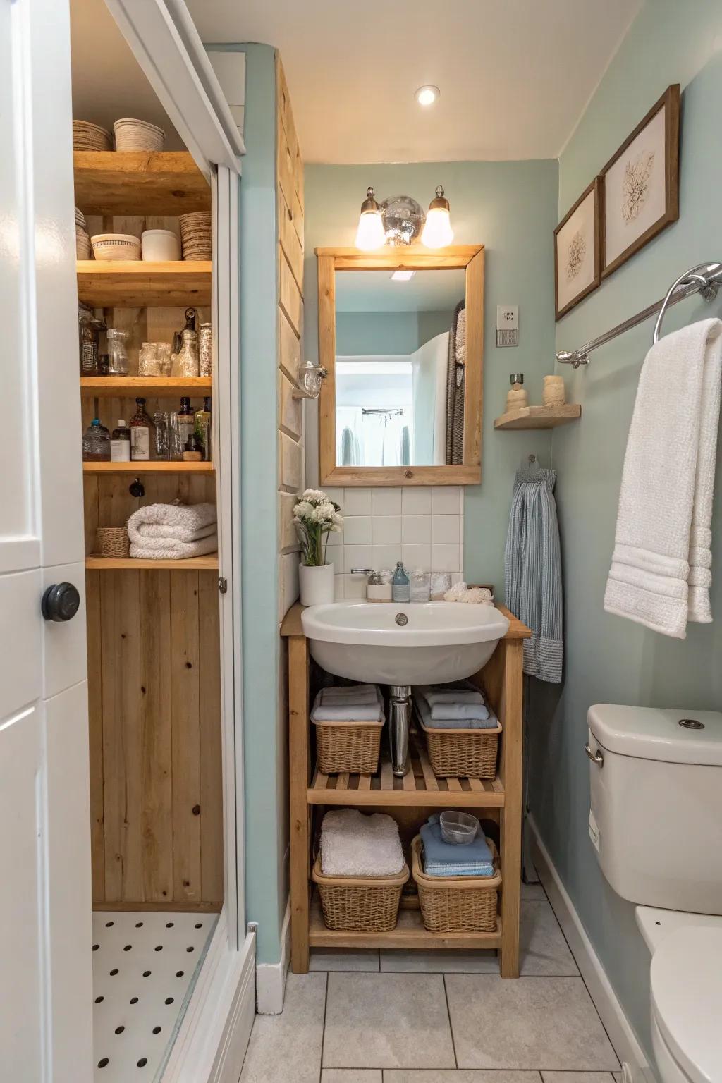 An intelligently designed compact bathroom amplifies practicality and design.