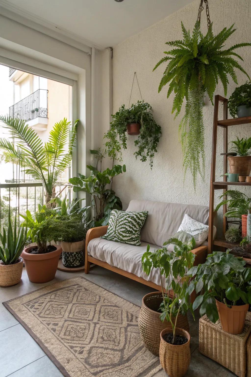 House plants add a natural element to a small apartment.