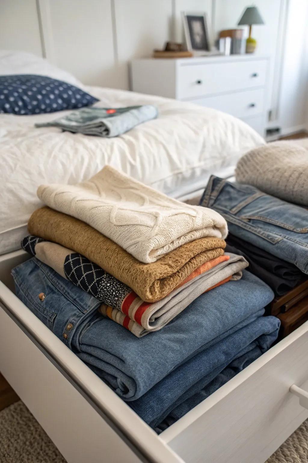 Create more space by rotating seasonal items.