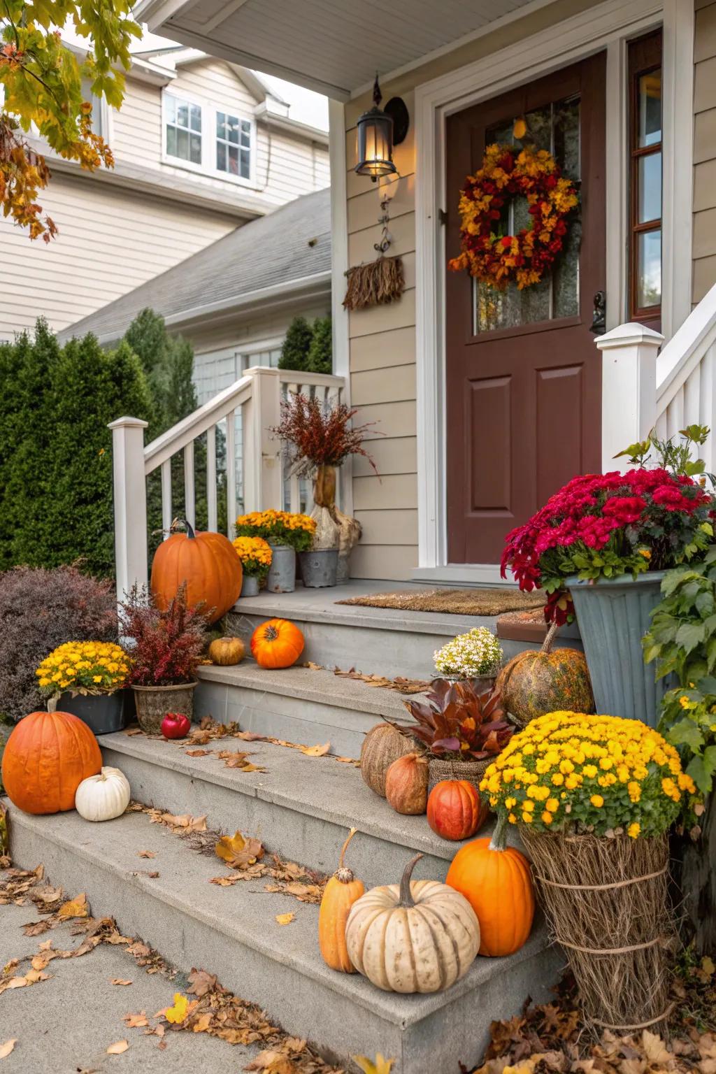 Seasonal decor lends a celebratory nuance to the deck.