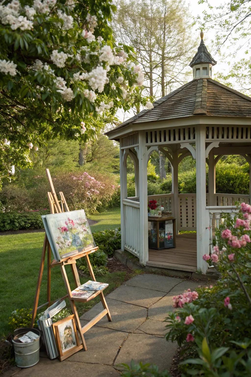 Encourage ingenuity to bloom inside your gazebo art studio.
