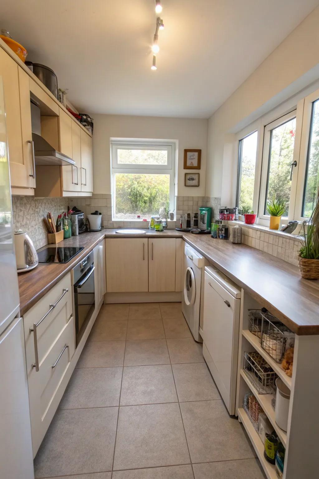 Functional arrangements improve efficiency in compact kitchens.
