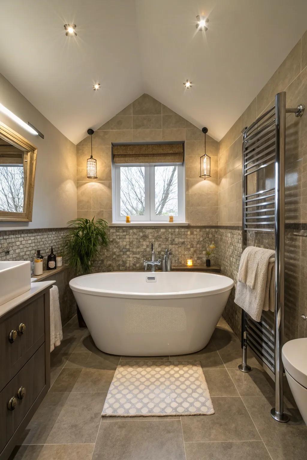 Standalone tubs provide luxury without sacrificing space.
