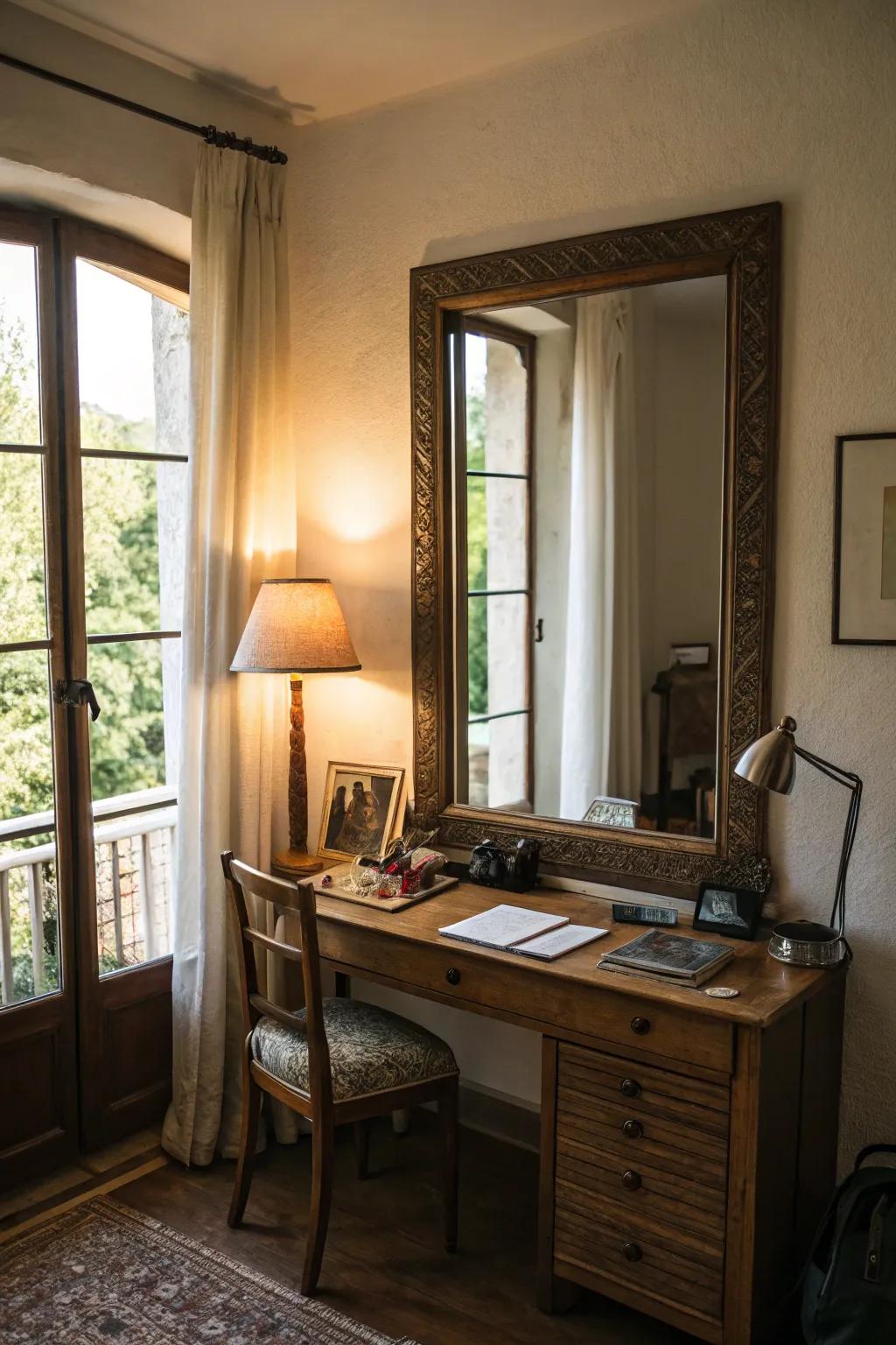 Mirrors are a designer trick to visually double the space.