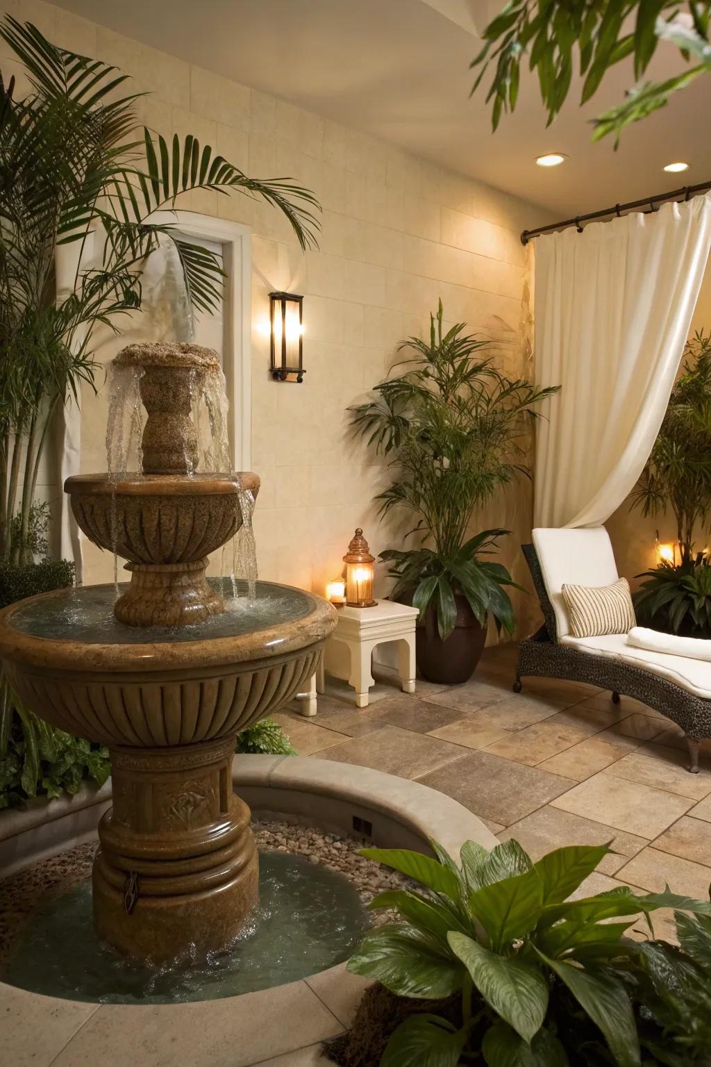 Boost relaxation with calming water accents.