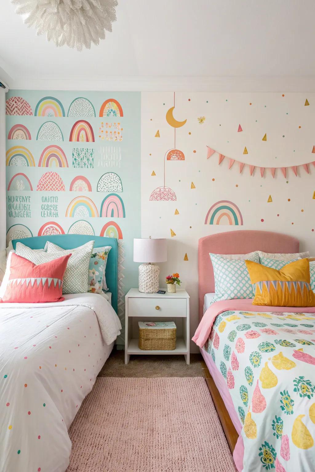 Themed decor adding personality to a split bedroom.