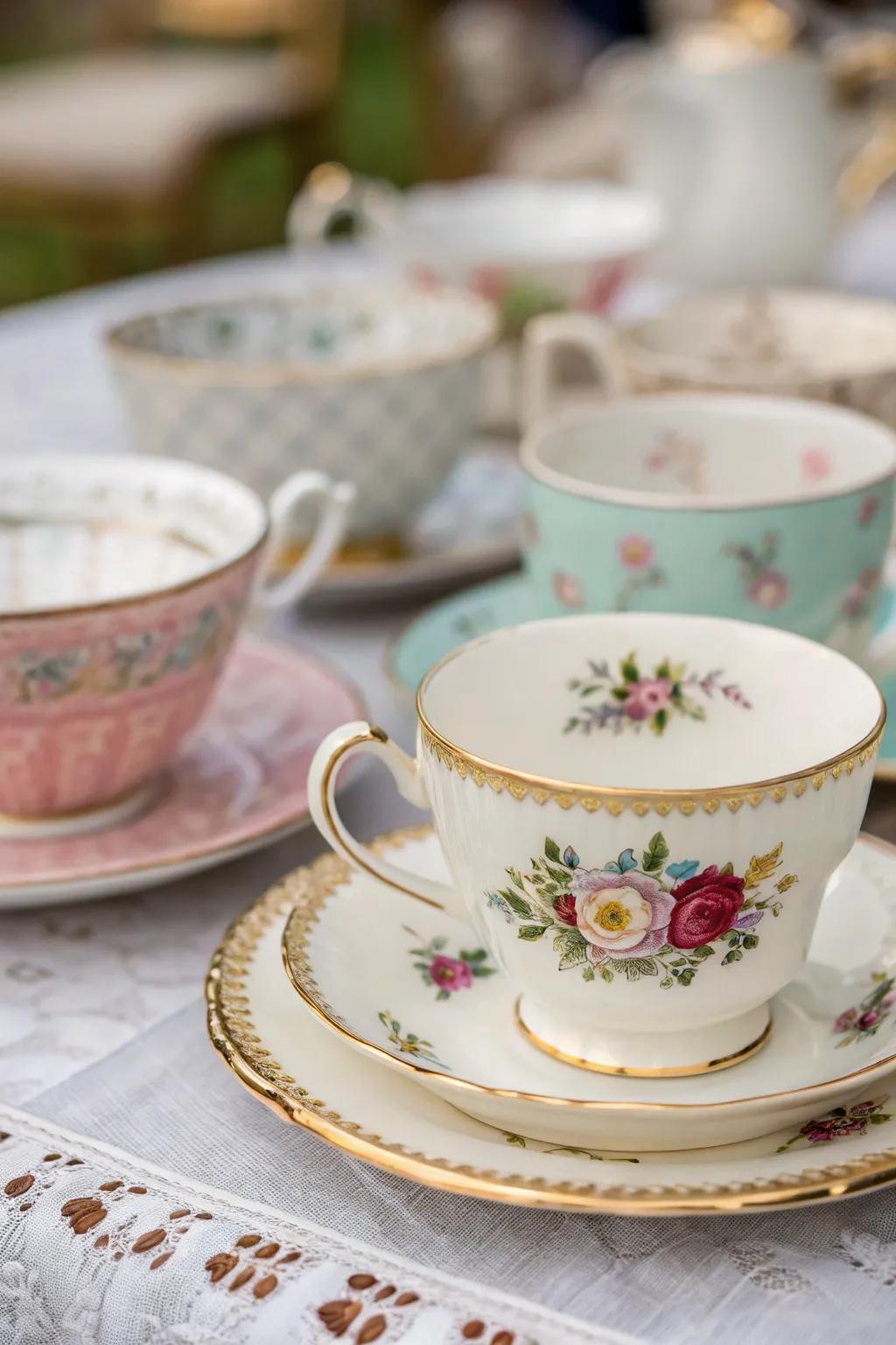 Vintage china lends a nostalgic charm to your tea party.
