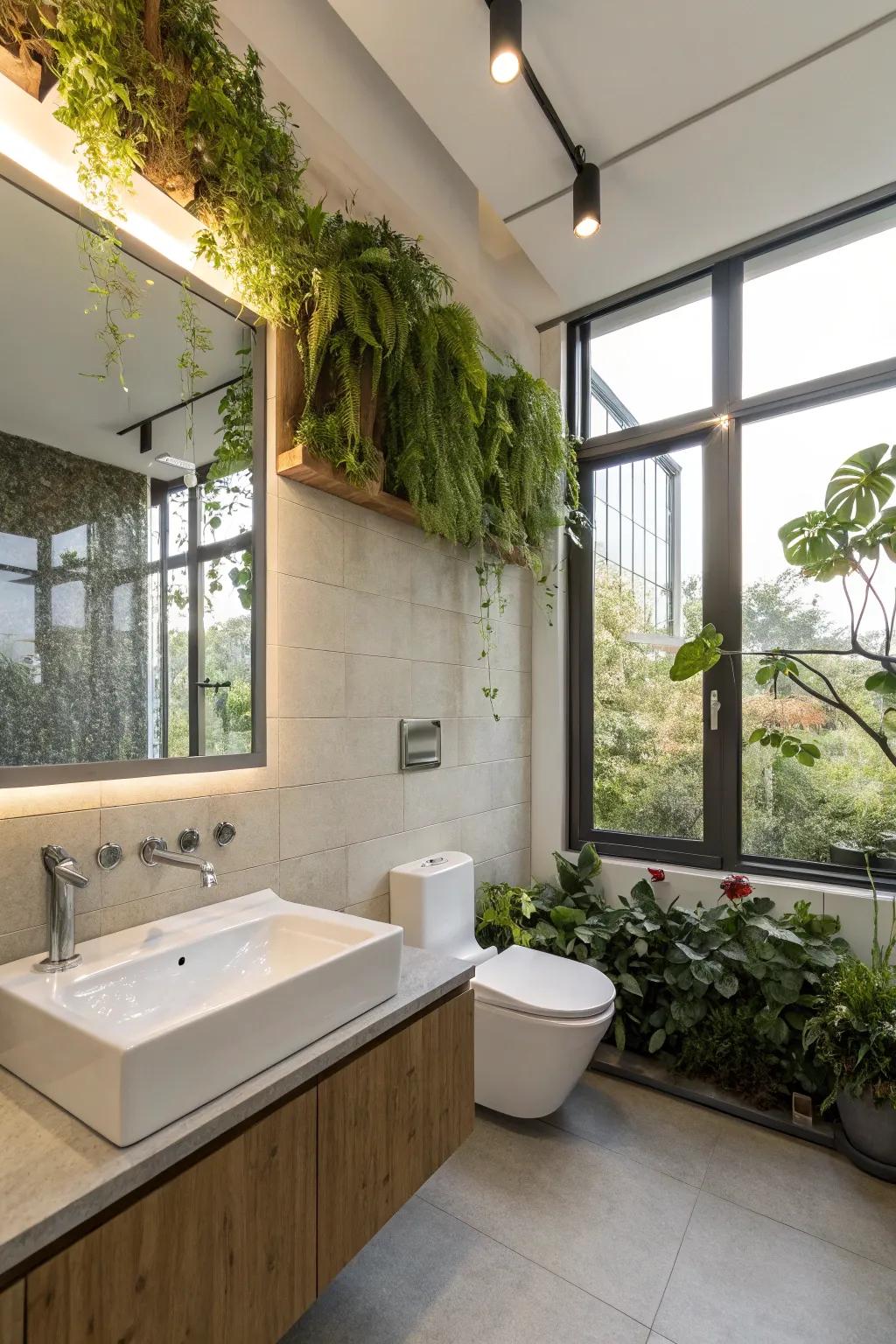 Eco-conscious fixtures contribute to a sustainable and efficient restroom.