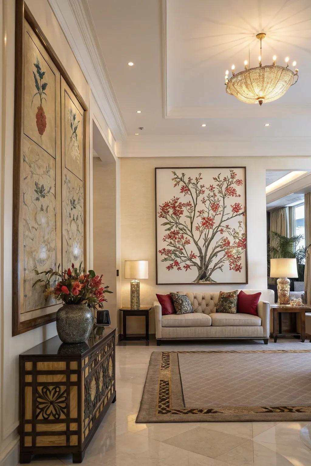 A well-placed art piece can transform a room.