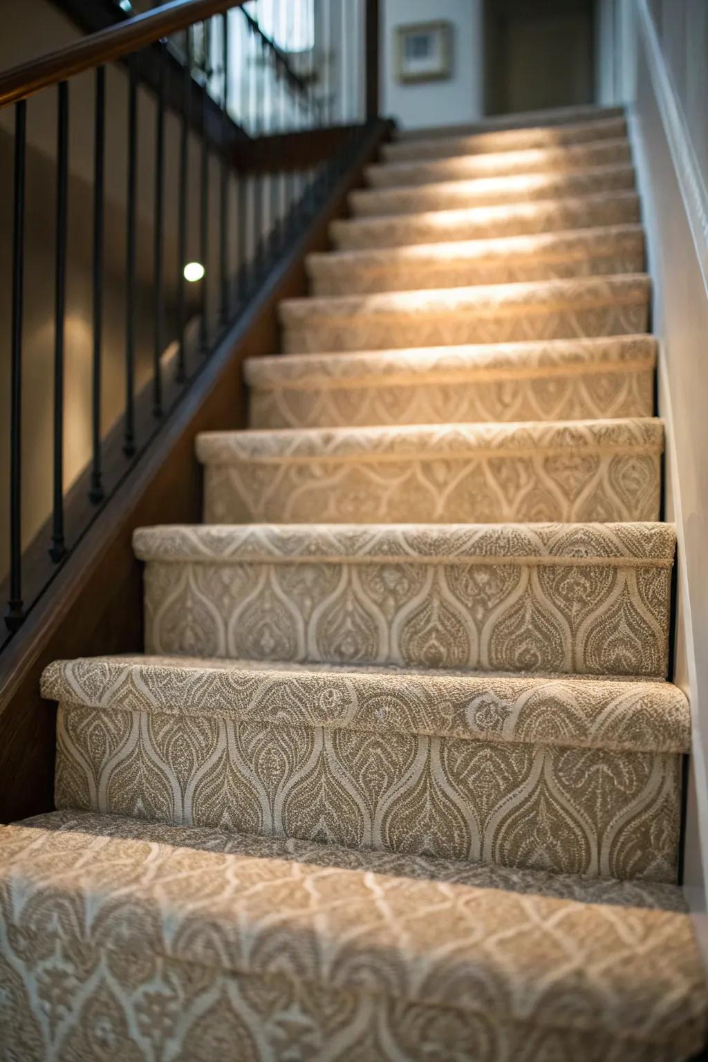 Textured fabric treads enhance grip and visual appeal.