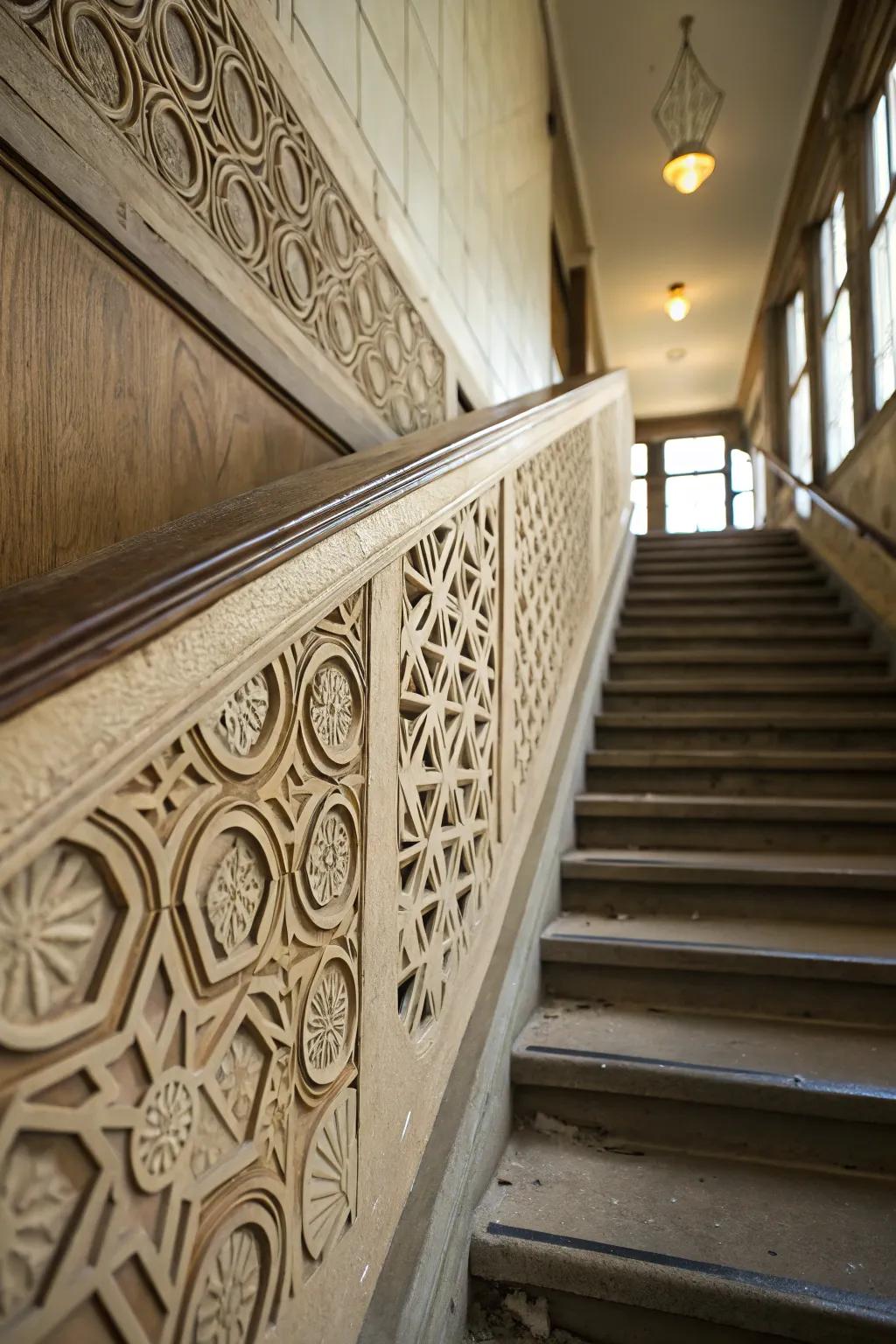 Symmetrical trim designs introduce an artistic statement.