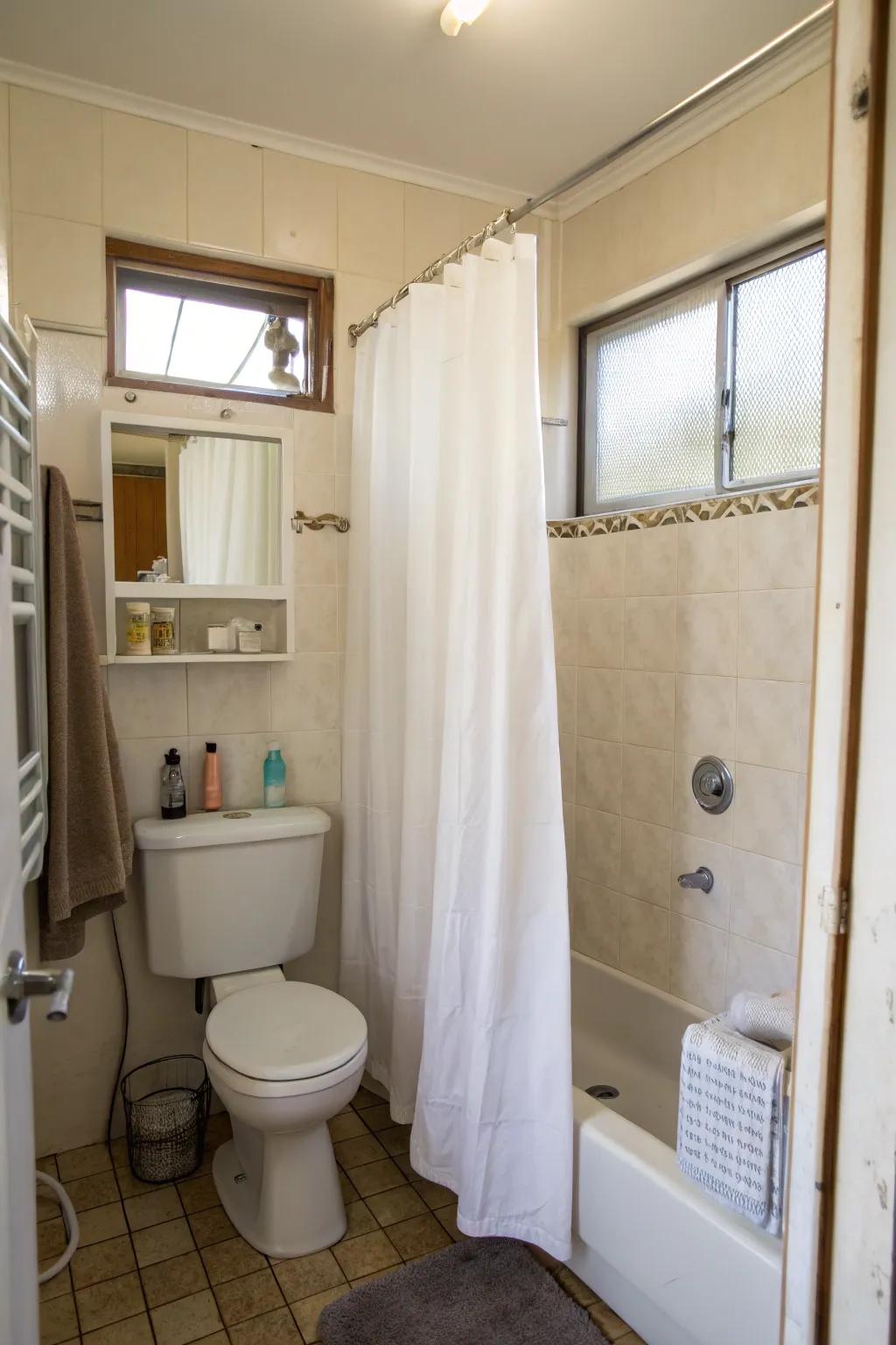 Space-saving solutions maximize limited bathroom areas.