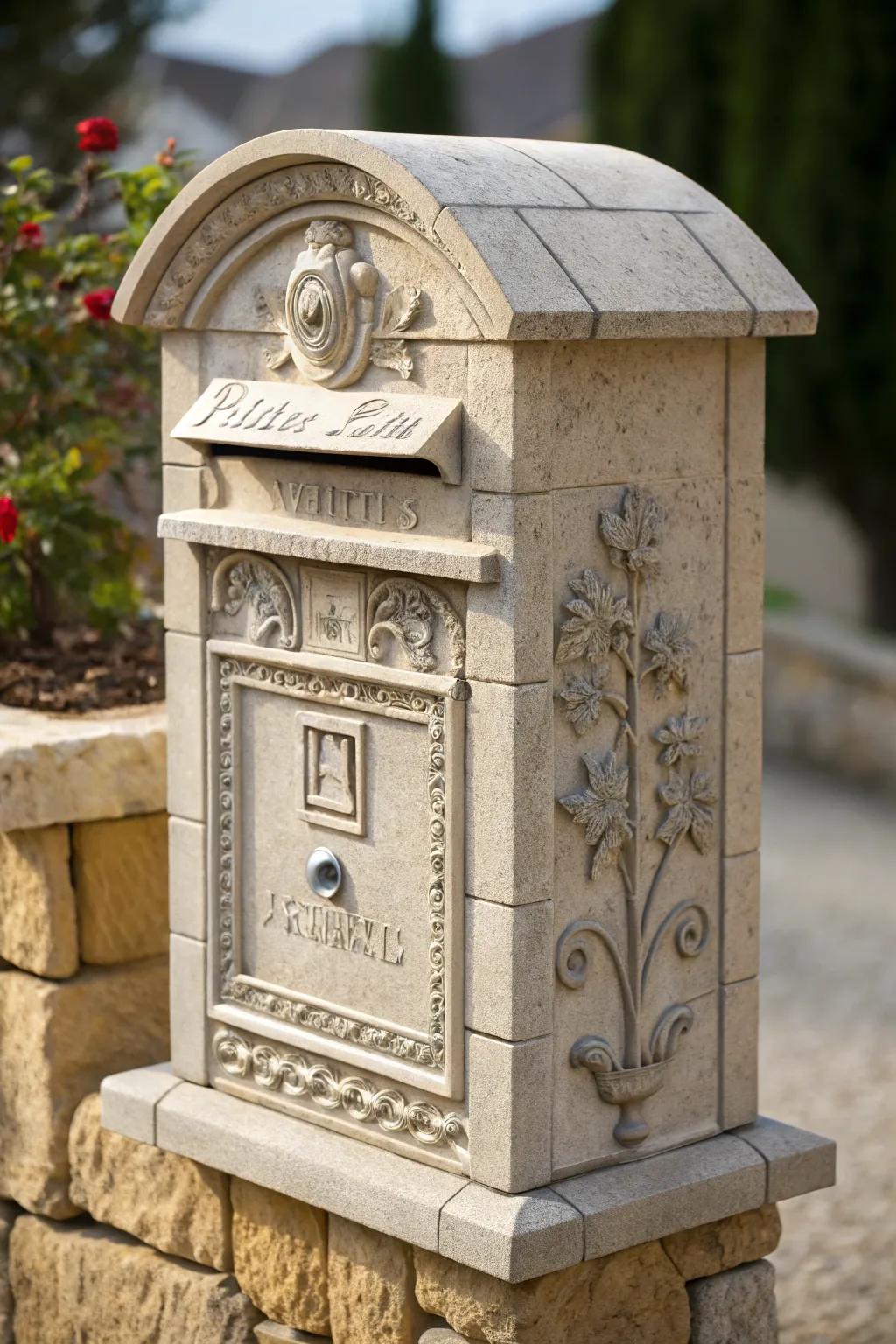 Unique engravings personalize your mailbox, making it uniquely yours.