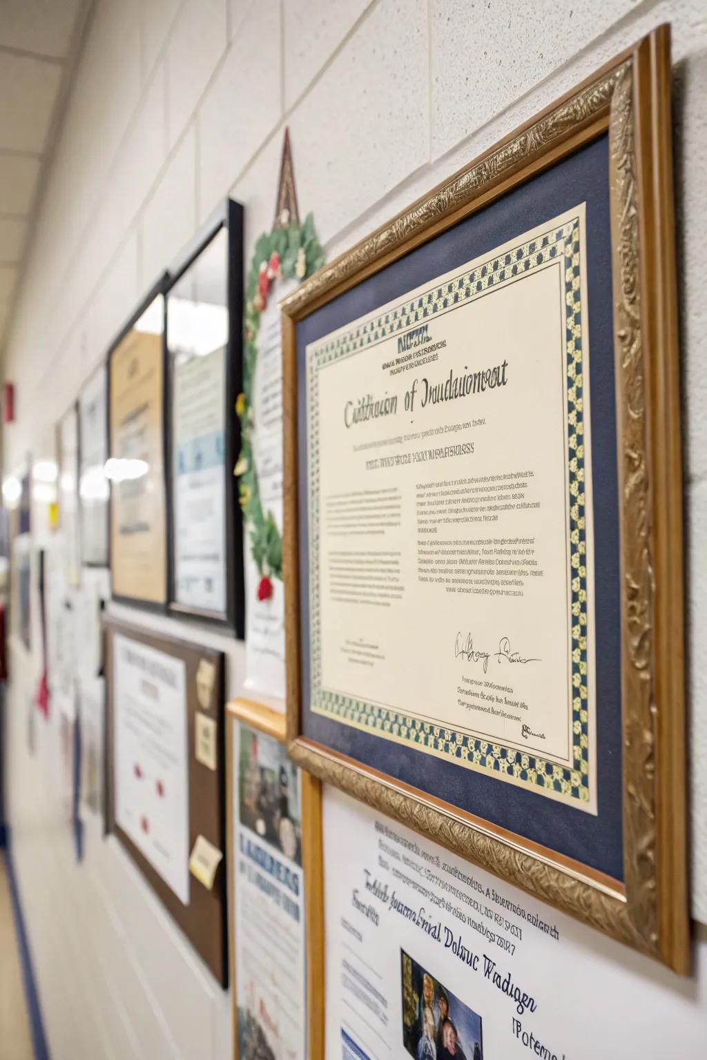 A customized recognition document proudly showcased.
