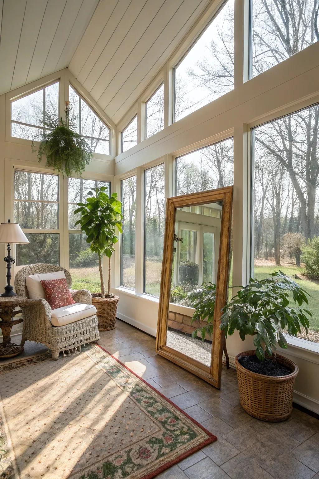 Mirrors enhance light and increase the space.
