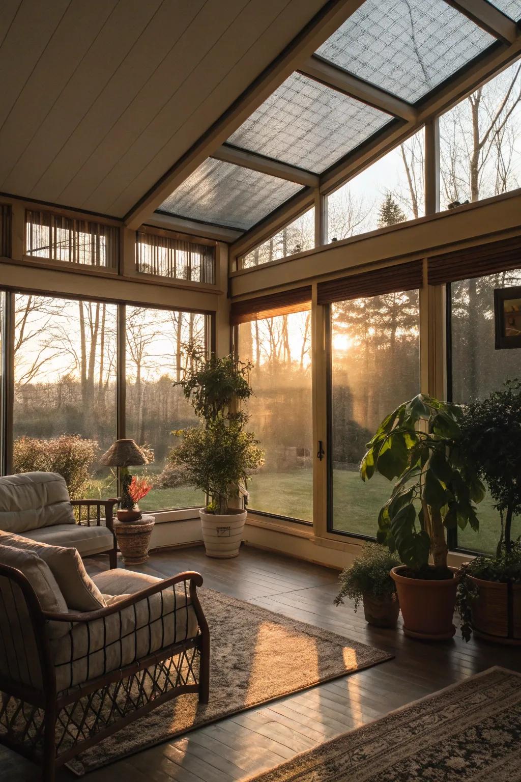 Shaded glass windows ensure privacy while maintaining style.
