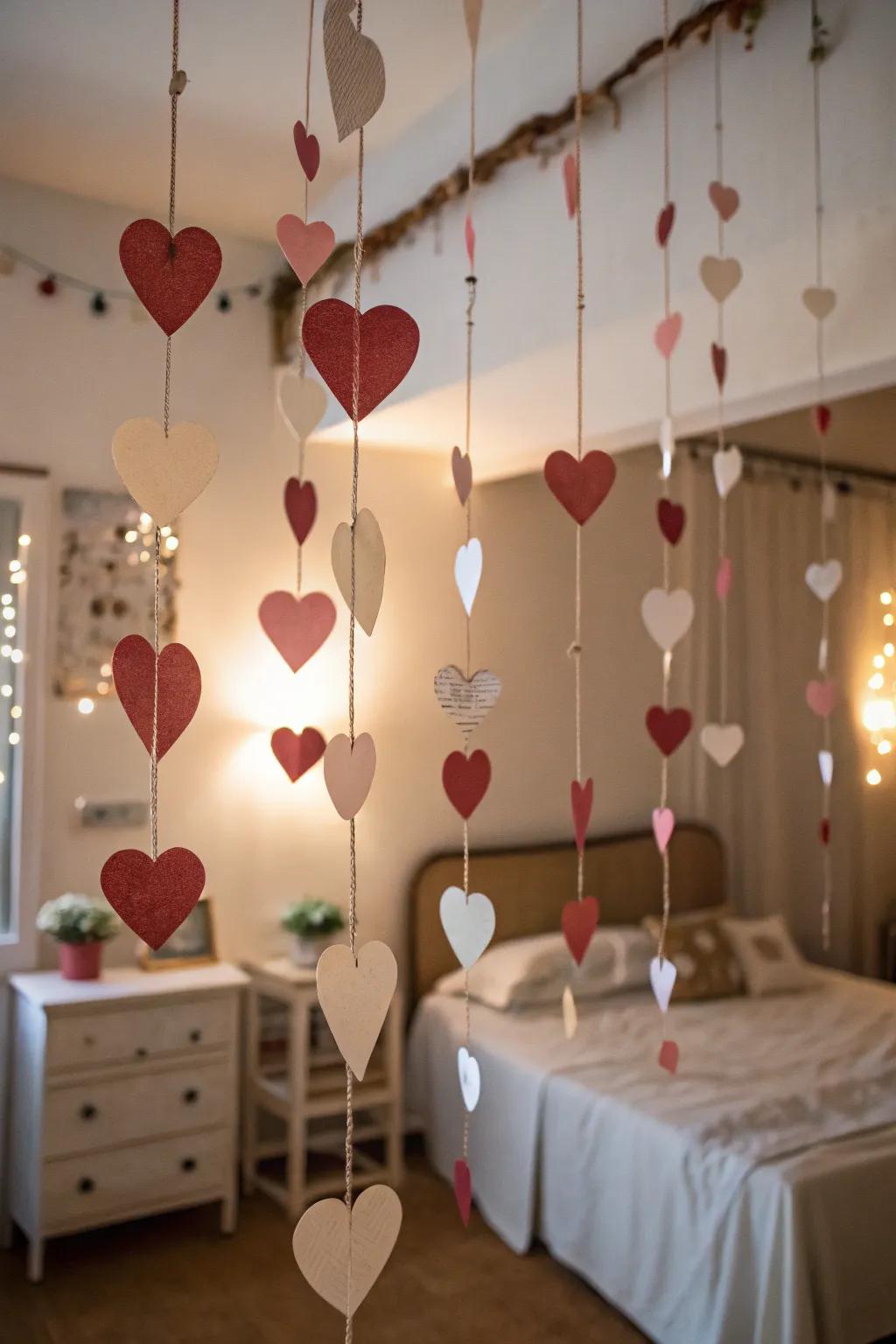 Heart-shaped accents add warmth and love to the decor.