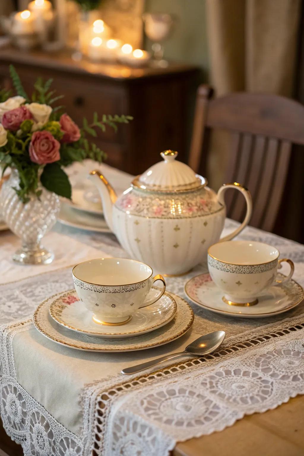 Exquisite teapots and cups are crucial for a tea party.