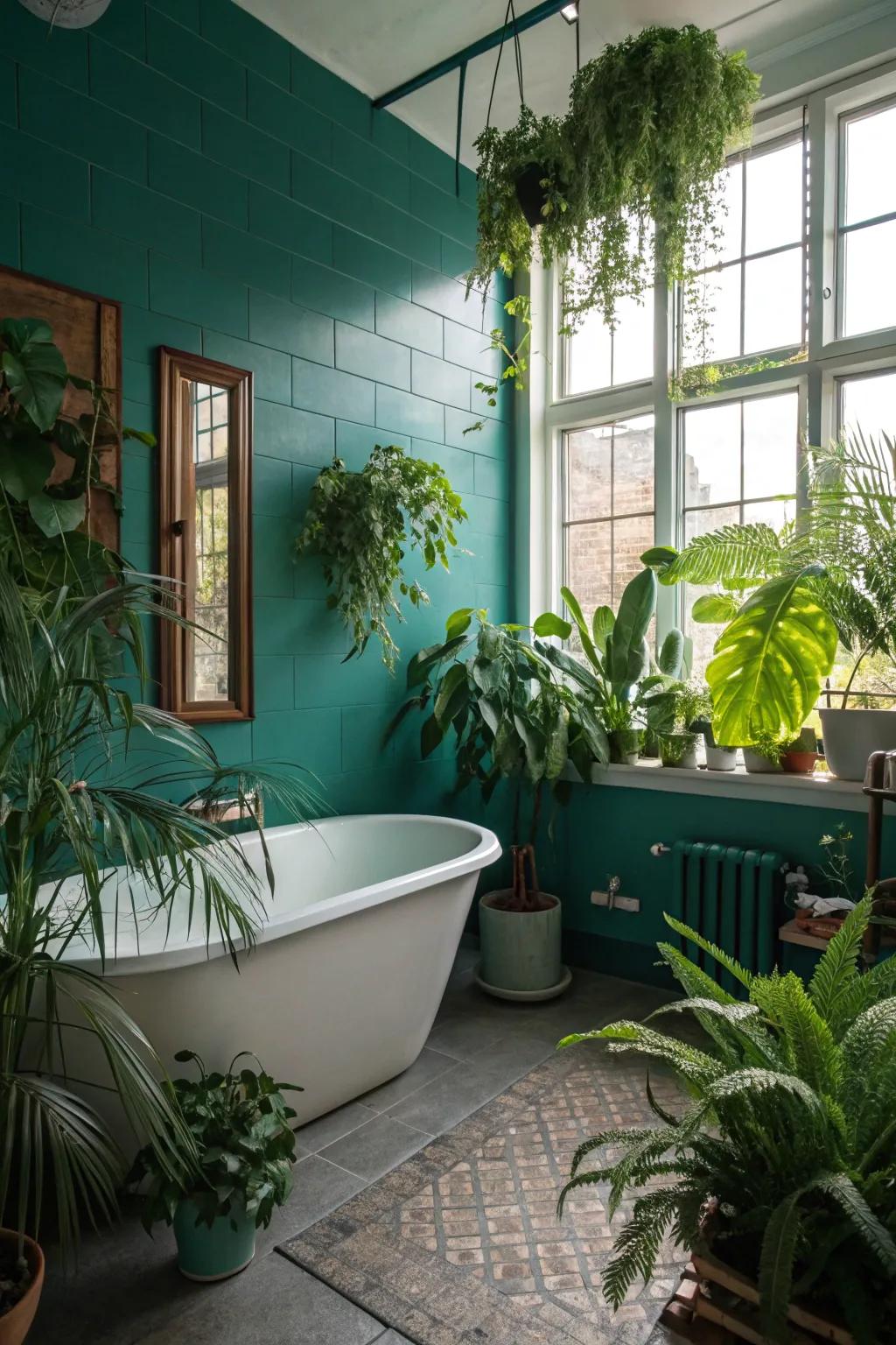 Bring nature inside with aquatic green and greenery.