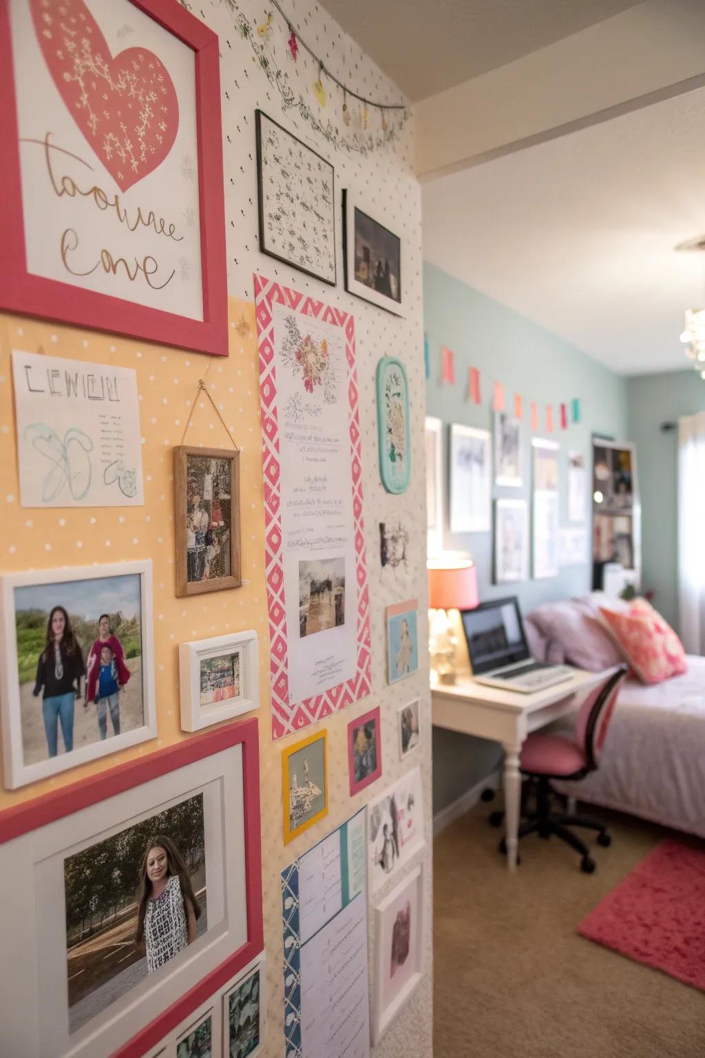 Custom-made wall art adds a unique touch to a teenage girl's bedroom.