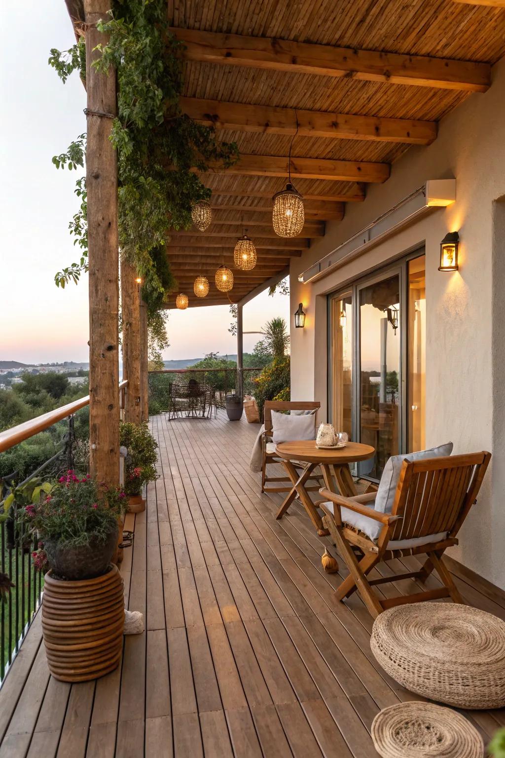 Timber details bring natural warmth to patio environments.