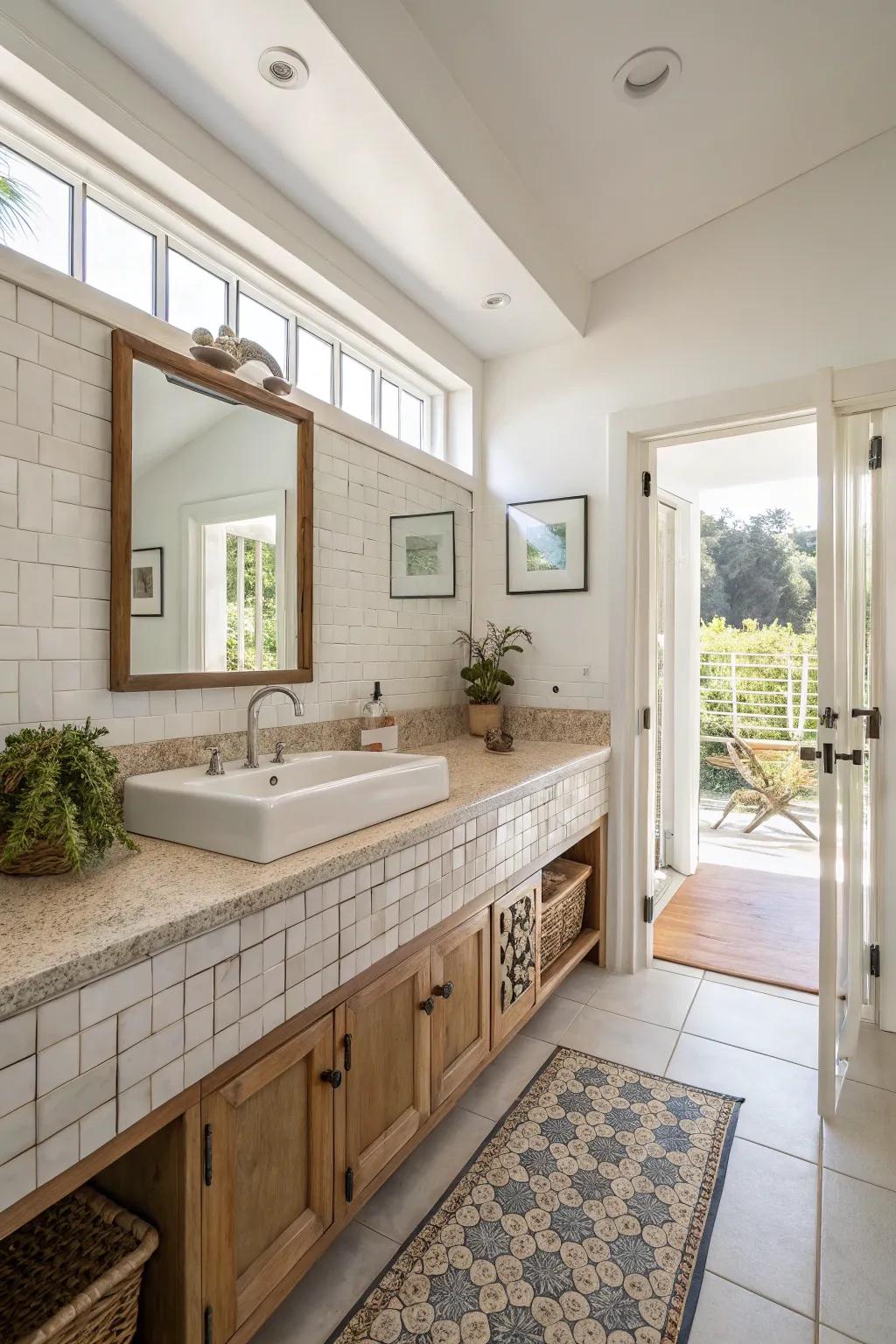 Integrated splashbacks create a smooth appearance.