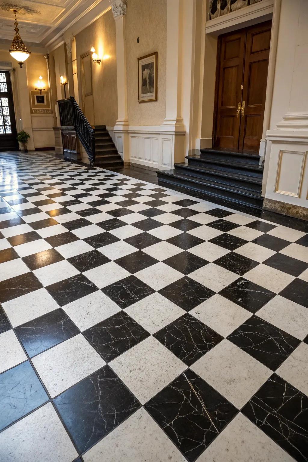 Inject nostalgia into your space through a patterned floor.