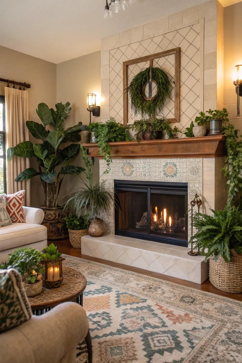 Flora and decor breathe life into this inviting space.