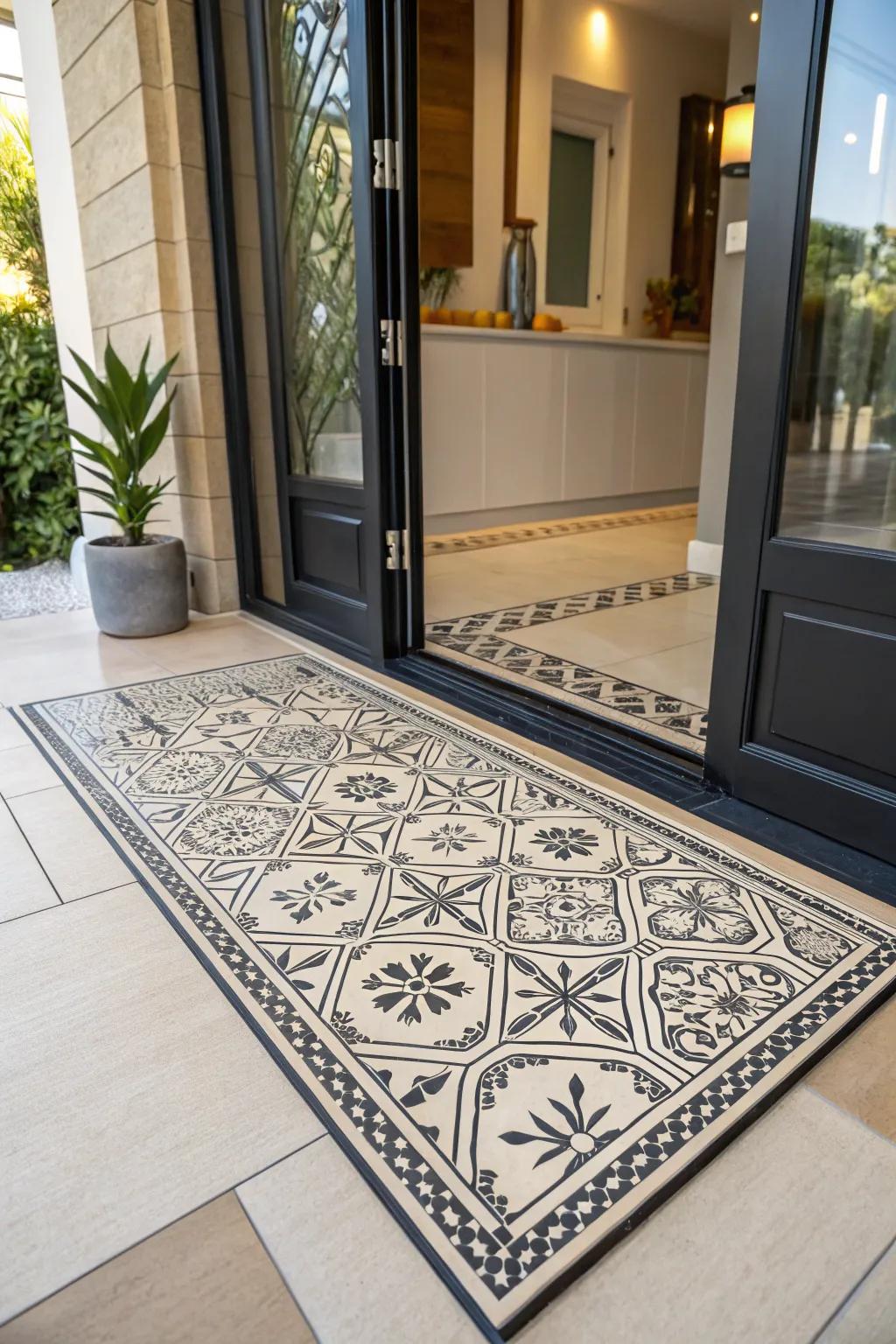 Realize visual equilibrium through geometric tile concepts.