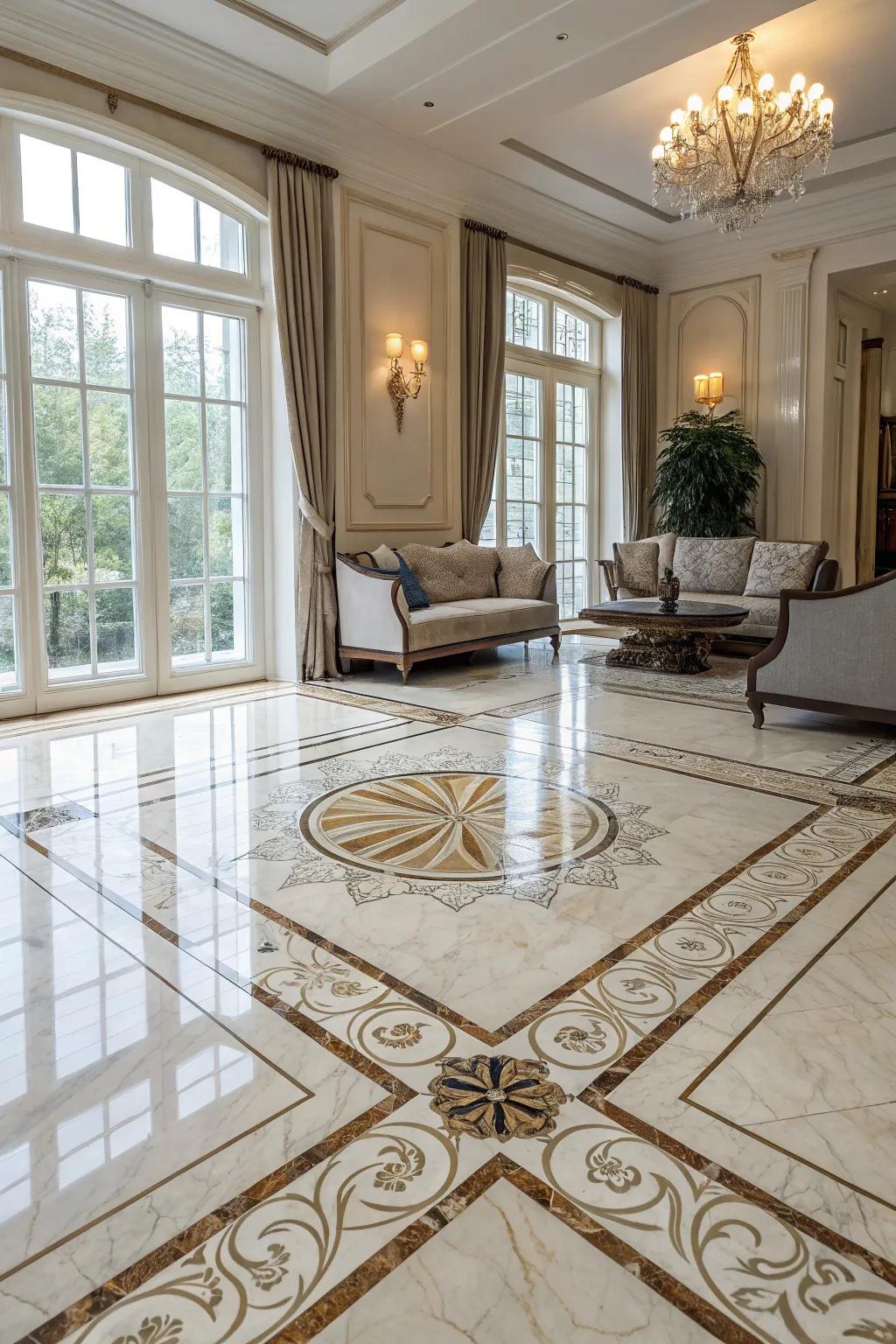 The Versailles arrangement introduces a hint of opulence to this expansive living space.