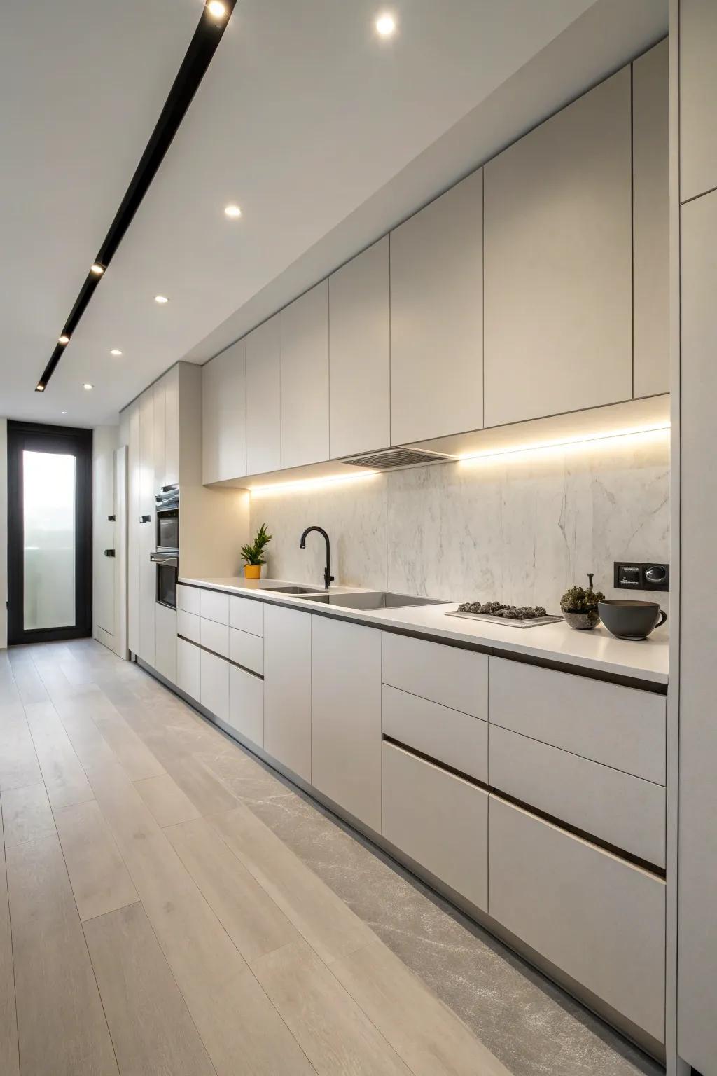 Minimalist cabinets offer a neat and modern aesthetic for a streamlined kitchen.