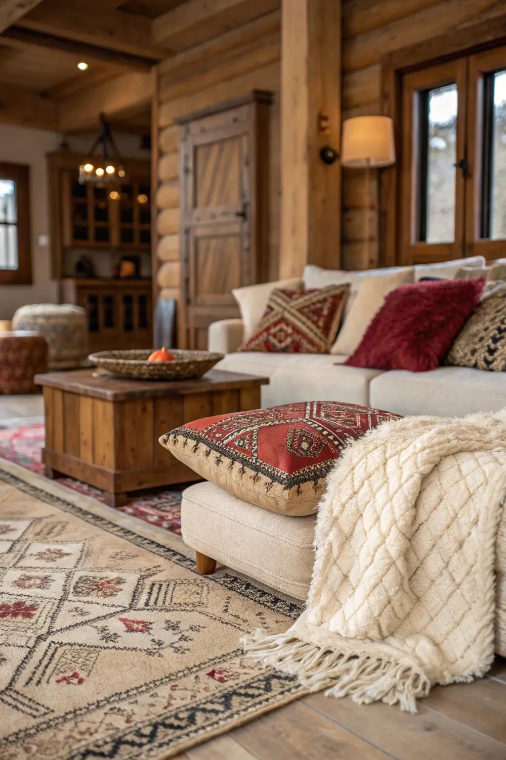 A mix of textures adds depth to this classic living room.