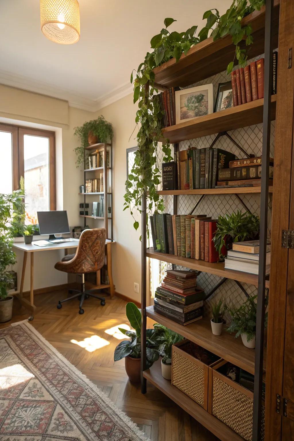 Shelves combine utility with personal style.